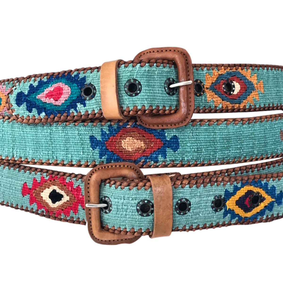 Guatemalan Polo Belt - Aqua