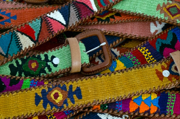 Guatemalan Polo Belt - Aqua